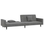 vidaXL Canapea extensibilă cu 2 locuri, 2 perne, gri închis, catifea vidaXL Canapea extensibilă cu 2 locuri, 2 perne, gri închis, catifea