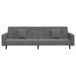 vidaXL Canapea extensibilă cu 2 locuri, 2 perne, gri închis, catifea vidaXL Canapea extensibilă cu 2 locuri, 2 perne, gri închis, catifea