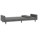 vidaXL Canapea extensibilă cu 2 locuri, 2 perne, gri închis, catifea vidaXL Canapea extensibilă cu 2 locuri, 2 perne, gri închis, catifea