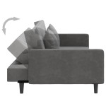 vidaXL Canapea extensibilă cu 2 locuri, 2 perne, gri închis, catifea vidaXL Canapea extensibilă cu 2 locuri, 2 perne, gri închis, catifea
