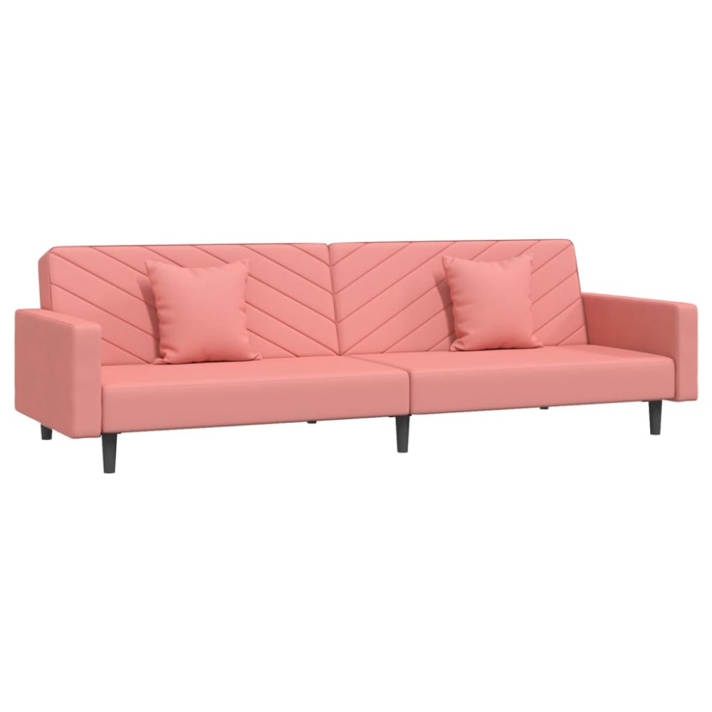 vidaXL Canapea extensibilă cu 2 locuri, 2 perne, roz, catifea
