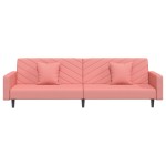 vidaXL Canapea extensibilă cu 2 locuri, 2 perne, roz, catifea vidaXL Canapea extensibilă cu 2 locuri, 2 perne, roz, catifea