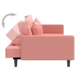vidaXL Canapea extensibilă cu 2 locuri, 2 perne, roz, catifea vidaXL Canapea extensibilă cu 2 locuri, 2 perne, roz, catifea