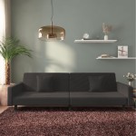 vidaXL Canapea extensibilă cu 2 locuri, 2 perne, negru, catifea vidaXL Canapea extensibilă cu 2 locuri, 2 perne, negru, catifea