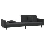 vidaXL Canapea extensibilă cu 2 locuri, 2 perne, negru, catifea vidaXL Canapea extensibilă cu 2 locuri, 2 perne, negru, catifea