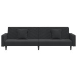 vidaXL Canapea extensibilă cu 2 locuri, 2 perne, negru, catifea vidaXL Canapea extensibilă cu 2 locuri, 2 perne, negru, catifea