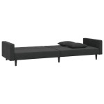 vidaXL Canapea extensibilă cu 2 locuri, 2 perne, negru, catifea vidaXL Canapea extensibilă cu 2 locuri, 2 perne, negru, catifea