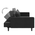 vidaXL Canapea extensibilă cu 2 locuri, 2 perne, negru, catifea vidaXL Canapea extensibilă cu 2 locuri, 2 perne, negru, catifea