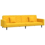 vidaXL Canapea extensibilă cu 2 locuri, 2 perne, galben, catifea vidaXL Canapea extensibilă cu 2 locuri, 2 perne, galben, catifea