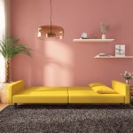 vidaXL Canapea extensibilă cu 2 locuri, 2 perne, galben, catifea vidaXL Canapea extensibilă cu 2 locuri, 2 perne, galben, catifea