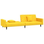vidaXL Canapea extensibilă cu 2 locuri, 2 perne, galben, catifea vidaXL Canapea extensibilă cu 2 locuri, 2 perne, galben, catifea