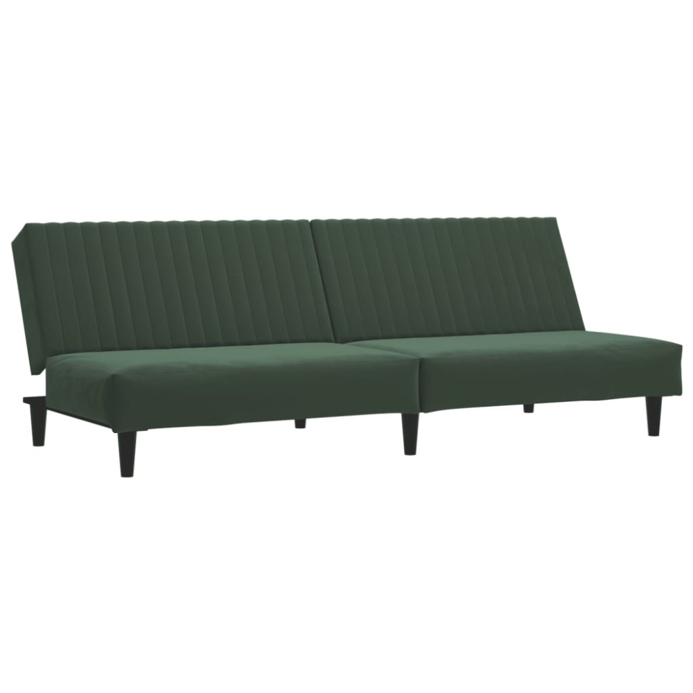 vidaXL Canapea extensibilă cu 2 locuri, verde închis, catifea
