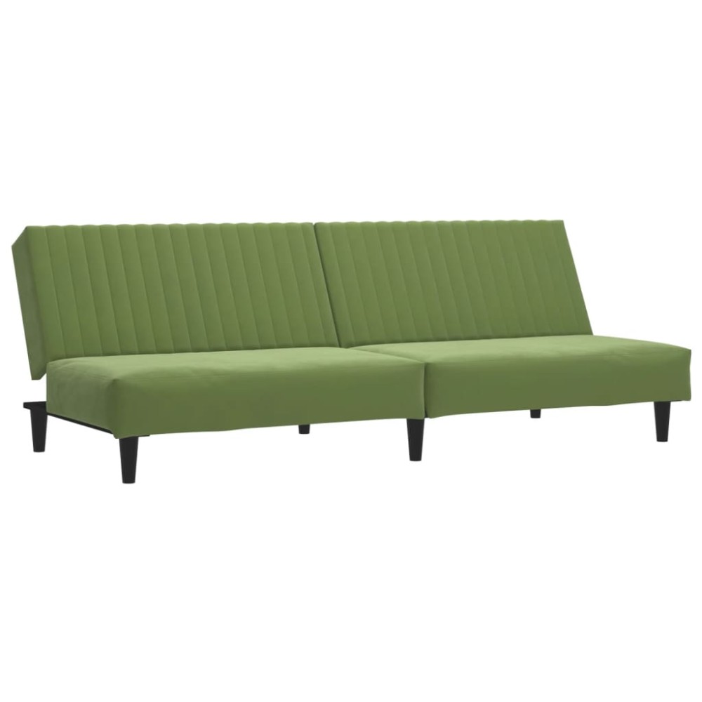 vidaXL Canapea extensibilă cu 2 locuri, verde deschis, catifea
