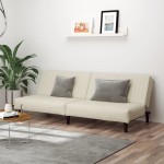 vidaXL Canapea extensibilă cu 2 locuri, crem, catifea vidaXL Canapea extensibilă cu 2 locuri, crem, catifea