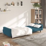 vidaXL Canapea extensibilă cu 2 locuri, albastru, catifea vidaXL Canapea extensibilă cu 2 locuri, albastru, catifea