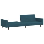 vidaXL Canapea extensibilă cu 2 locuri, albastru, catifea vidaXL Canapea extensibilă cu 2 locuri, albastru, catifea