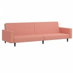 vidaXL Canapea extensibilă cu 2 locuri, roz, catifea