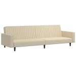 vidaXL Canapea extensibilă cu 2 locuri, crem, catifea vidaXL Canapea extensibilă cu 2 locuri, crem, catifea