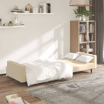 vidaXL Canapea extensibilă cu 2 locuri, crem, catifea vidaXL Canapea extensibilă cu 2 locuri, crem, catifea