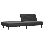 vidaXL Canapea extensibilă cu 2 locuri, negru, piele ecologică