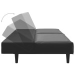 vidaXL Canapea extensibilă cu 2 locuri, negru, piele ecologică