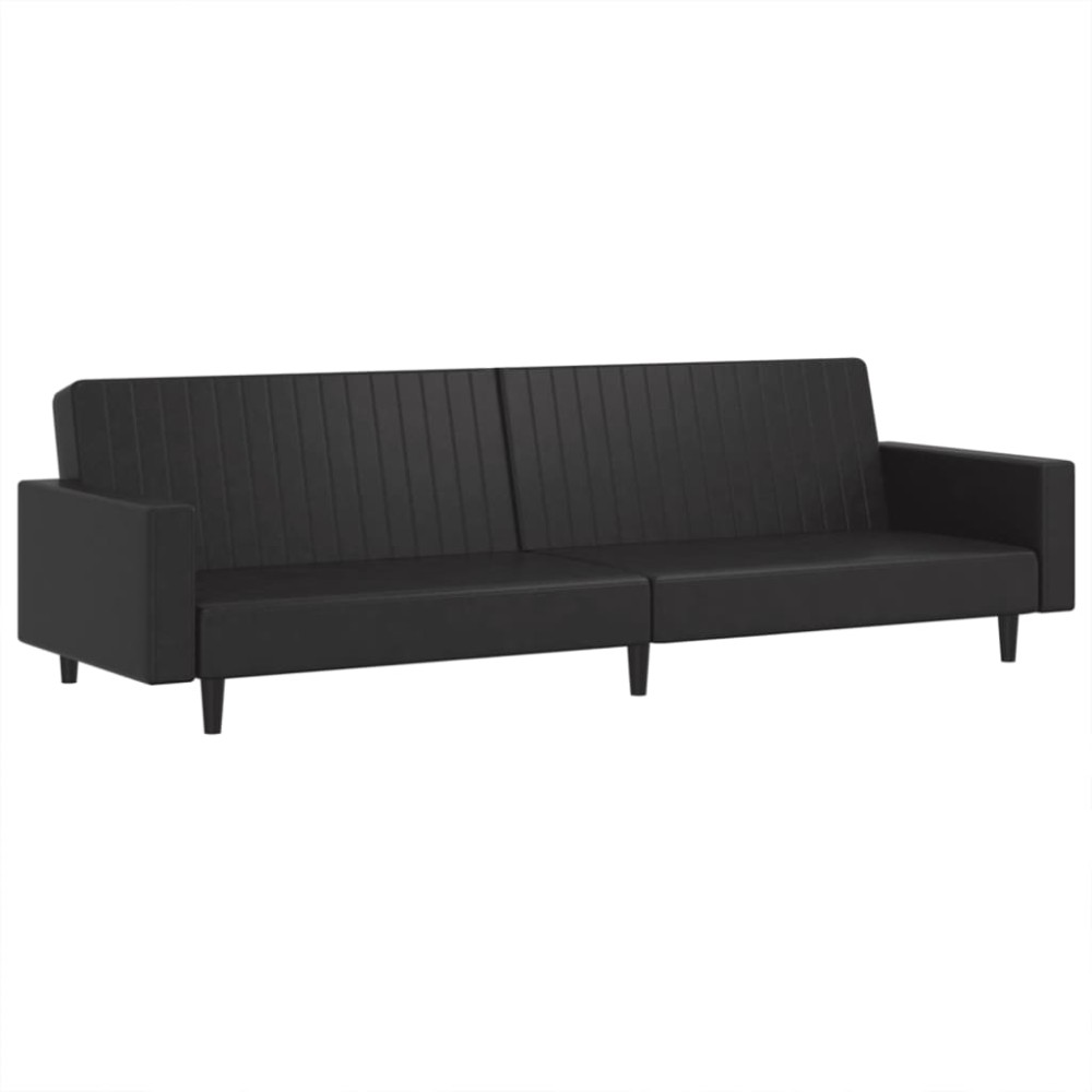 vidaXL Canapea extensibilă cu 2 locuri, negru, piele ecologică