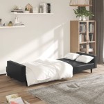 vidaXL Canapea extensibilă cu 2 locuri, negru, piele ecologică