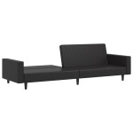 vidaXL Canapea extensibilă cu 2 locuri, negru, piele ecologică