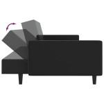 vidaXL Canapea extensibilă cu 2 locuri, negru, piele ecologică