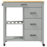 vidaXL Cărucior de bucătărie „MONZA”, 84x40x88,5 cm, lemn masiv de pin