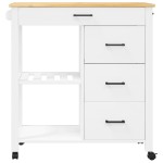 vidaXL Cărucior de bucătărie „MONZA”, 84x40x88,5 cm, lemn masiv de pin