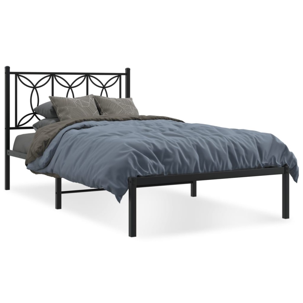 vidaXL Cadru de pat din metal cu tăblie, negru, 100x200 cm