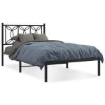 vidaXL Cadru de pat din metal cu tăblie, negru, 100x200 cm