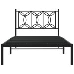 vidaXL Cadru de pat din metal cu tăblie, negru, 100x200 cm