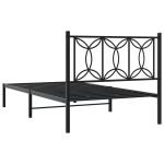 vidaXL Cadru de pat din metal cu tăblie, negru, 100x200 cm