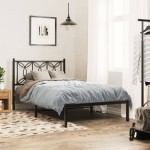 vidaXL Tăblie de pat metalică, negru, 107 cm vidaXL Tăblie de pat metalică, negru, 107 cm