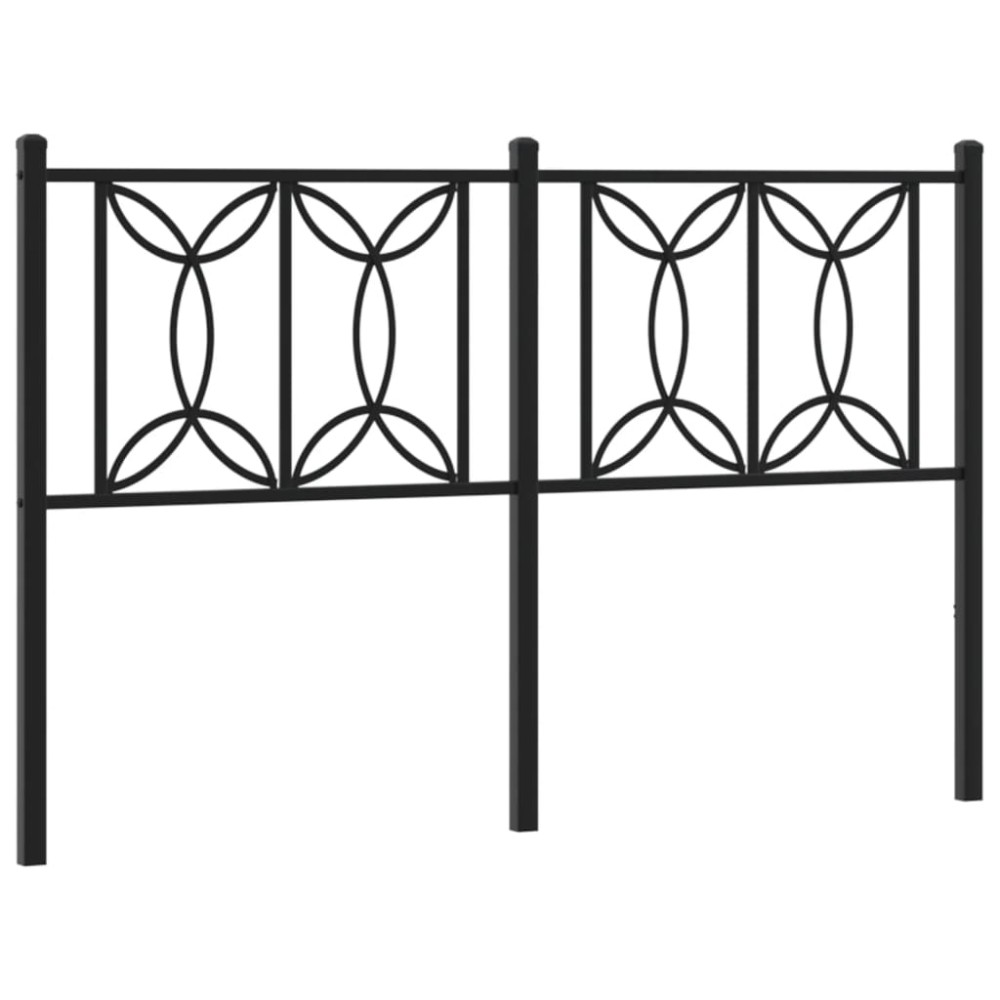 vidaXL Tăblie de pat metalică, negru, 135 cm