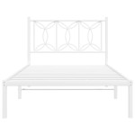 vidaXL Cadru de pat din metal cu tăblie, alb, 107x203 cm