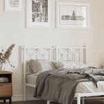 vidaXL Tăblie de pat metalică, alb, 120 cm