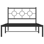 vidaXL Cadru de pat din metal cu tăblie, negru, 107x203 cm
