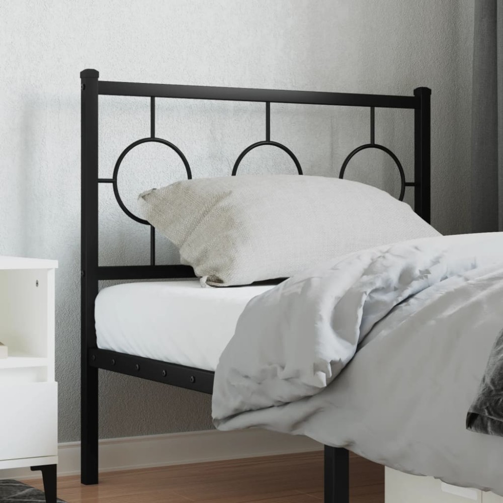 vidaXL Tăblie de pat metalică, negru, 90 cm