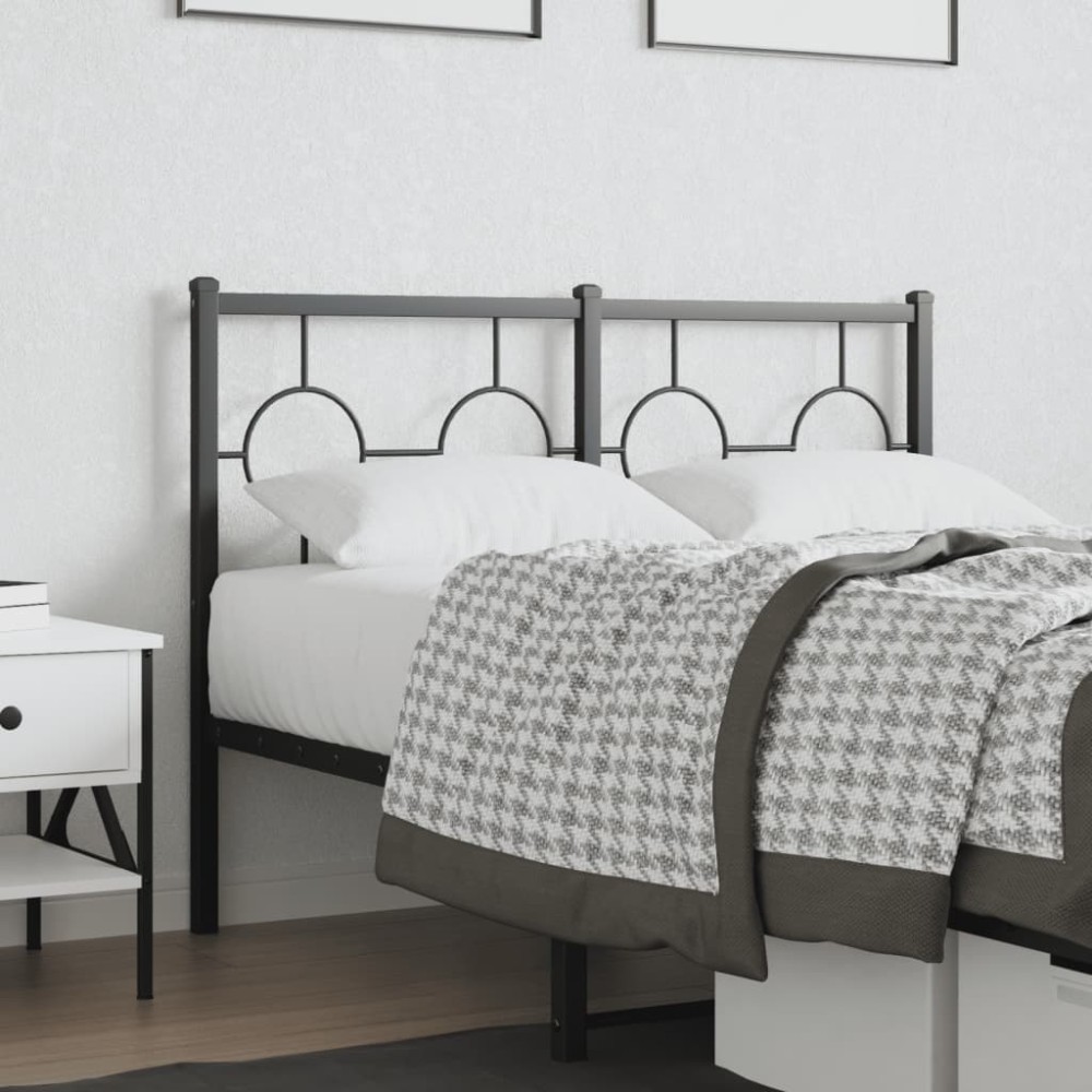 vidaXL Tăblie de pat metalică, negru, 120 cm