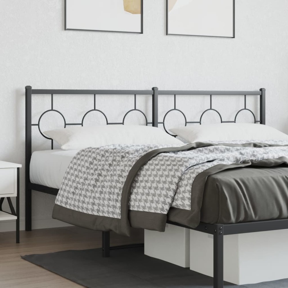 vidaXL Tăblie de pat metalică, negru, 180 cm