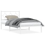 vidaXL Cadru de pat din metal cu tăblie, alb, 100x200 cm