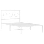 vidaXL Cadru de pat din metal cu tăblie, alb, 100x200 cm