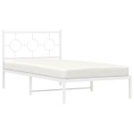 vidaXL Cadru de pat din metal cu tăblie, alb, 100x200 cm