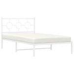 vidaXL Cadru de pat din metal cu tăblie, alb, 107x203 cm