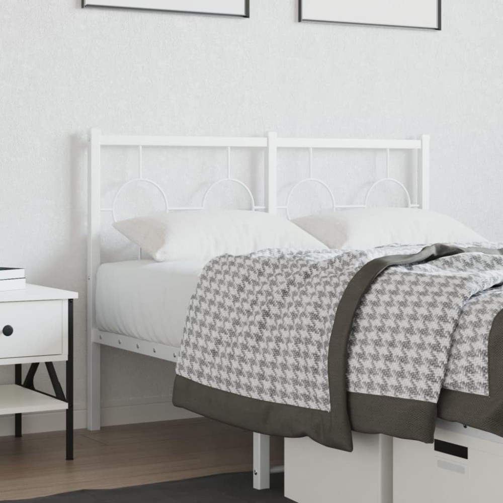 vidaXL Tăblie de pat metalică, alb, 120 cm