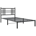 vidaXL Cadru de pat din metal cu tăblie, negru, 107x203 cm