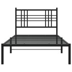 vidaXL Cadru de pat din metal cu tăblie, negru, 107x203 cm